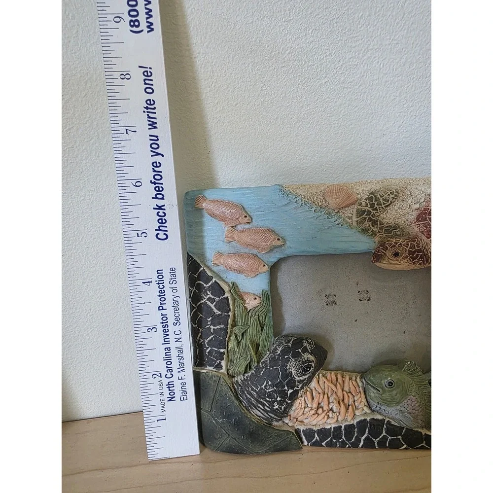 Sea Turtle Ocean Life 3D Resin Picture Frame 3.5x5 Coastal Beach Decor Blue